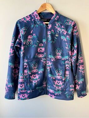 Burton Women's Navy & Pink Floral Zip-Up Jacket Size Medium Fleece Lined Outdoor